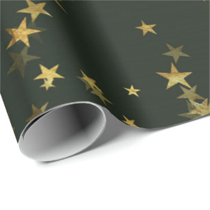 Starry Night Deep Grönt Forest Guld Confetti Presentpapper