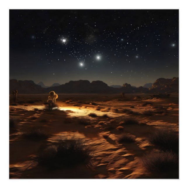 Starry Night Desert Fototryck (Framsidan)