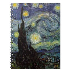 Starry Night Detail by van Gogh Note Bok Anteckningsbok Med Spiral