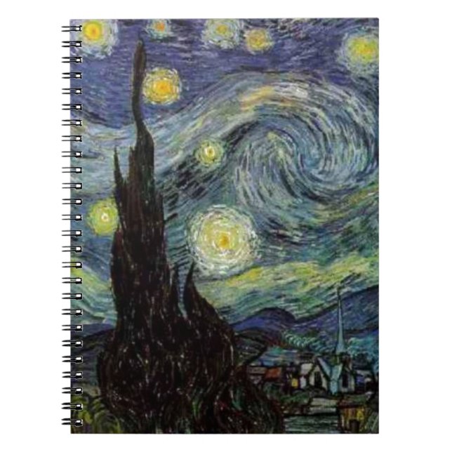 Starry Night Detail by van Gogh Note Bok Anteckningsbok Med Spiral (Framsidan)