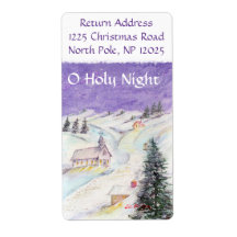 Starry Night Draped in Snö jul Watercolor