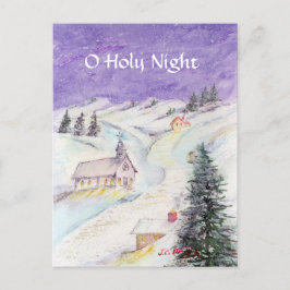 Starry Night Draped in Snö jul Watercolor Helg Vykort