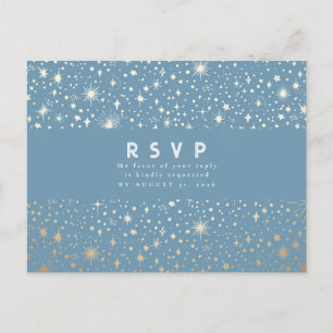 Starry Night Dusty Blue och Guld Bröllop OSA Vykort