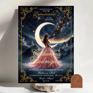 Starry Night Dusty Rosa Quinceañera-inbjudan Inbjudningar