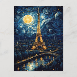 Starry Night - Eiffel Torn Vykort