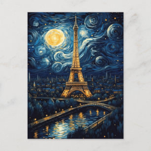 Starry Night - Eiffel Torn Vykort