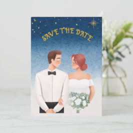Starry Night Elegance  Romantic Save the Date Inbjudningar