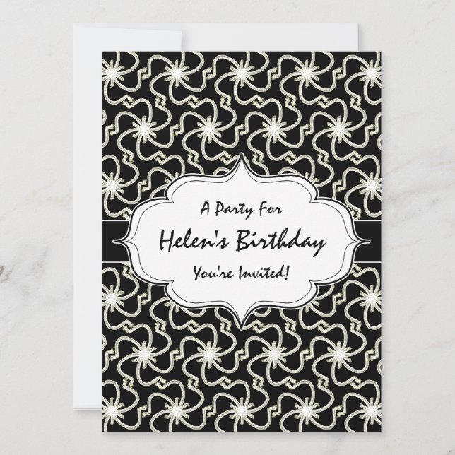 Starry Night Elegant Art Deco Starburst Mönster Inbjudningar (Framsida)