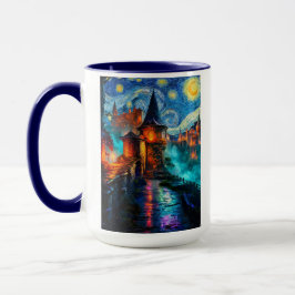Starry Night Fantasy Fortress Magical Art Mugg
