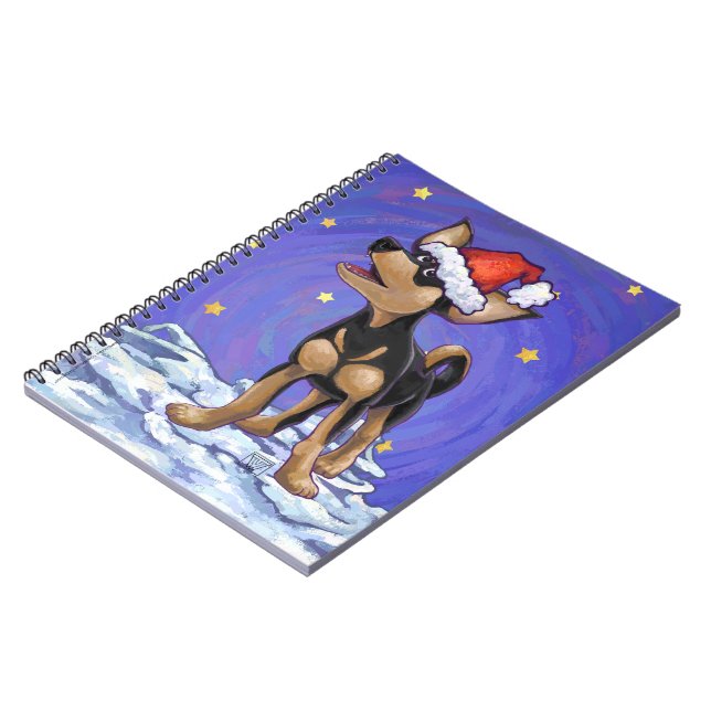 Starry Night Festive Chihuhua i Santa Hat Anteckningsbok (Vänstra Sidan)