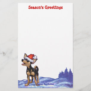 Starry Night Festive Chihuhua i Santa Hat Brevpapper