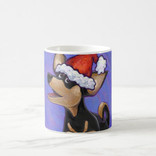 Starry Night Festive Chihuhua i Santa Hat Magisk Mugg