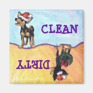 Starry Night Festive Chihuhua i Santa Hat Magnet