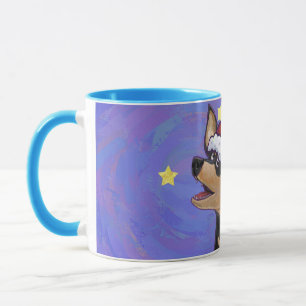 Starry Night Festive Chihuhua i Santa Hat Mugg