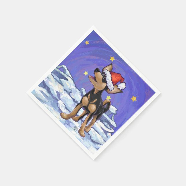 Starry Night Festive Chihuhua i Santa Hat Pappersservett (Hörn)