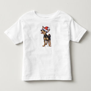 Starry Night Festive Chihuhua i Santa Hat T-shirt