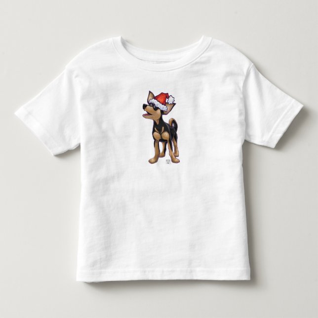 Starry Night Festive Chihuhua i Santa Hat T-shirt (Framsida)