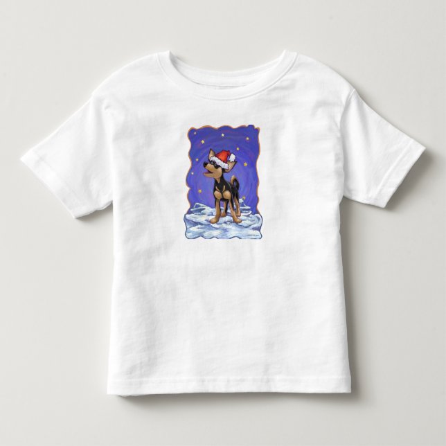 Starry Night Festive Chihuhua i Santa Hat Tee (Framsida)