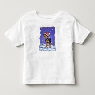 Starry Night Festive Chihuhua i Santa Hat Tee Shirt