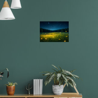 Starry Night Firefly Meadow Poster