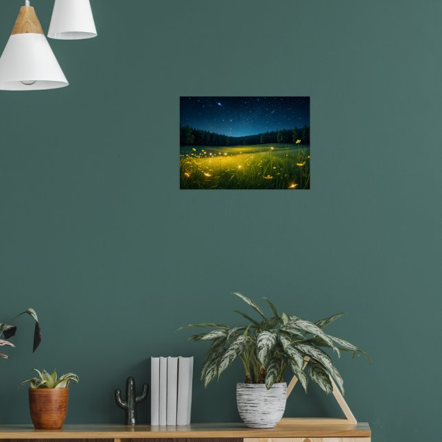 Starry Night Firefly Meadow Poster (Vardagsrum 1)