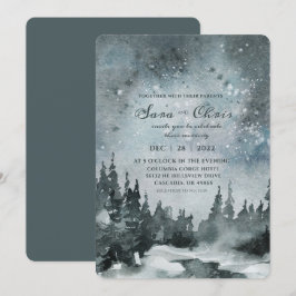 Starry Night | Forest Watercolor Bröllop Inbjudningar
