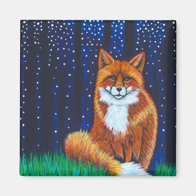Starry Night Fox Magnet (Framsidan)