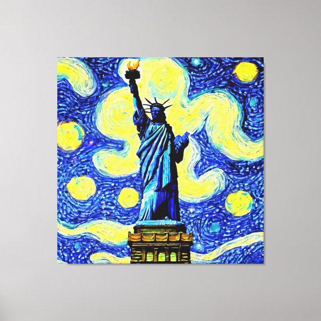 Starry Night Frihetsgudinnan New York Canvastryck (Framsida)
