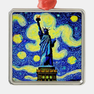 Starry Night Frihetsgudinnan New York Julgransprydnad Metall