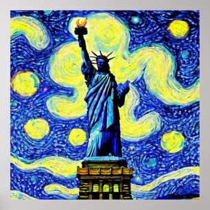 Starry Night Frihetsgudinnan New York Poster