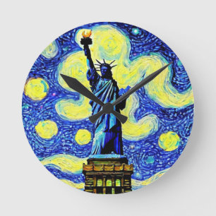 Starry Night Frihetsgudinnan New York Rund Klocka