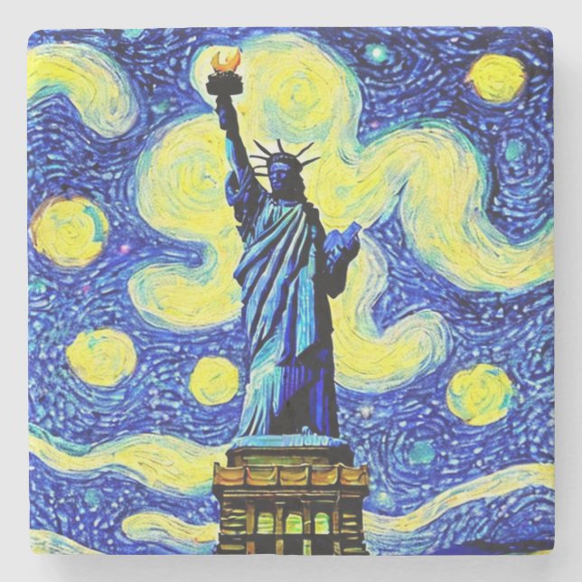 Starry Night Frihetsgudinnan New York Stenunderlägg (Framsidan)
