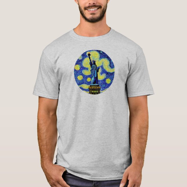 Starry Night Frihetsgudinnan New York T Shirt (Framsida)