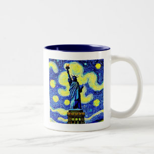 Starry Night Frihetsgudinnan New York Två-Tonad Mugg
