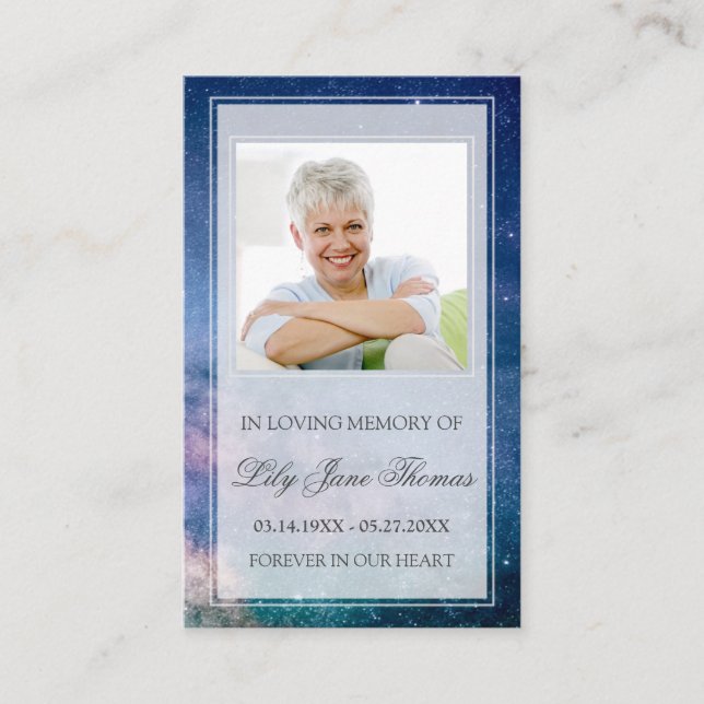 Starry Night Funeral Prayer Card | Loving Memory Visitkort (Framsida)