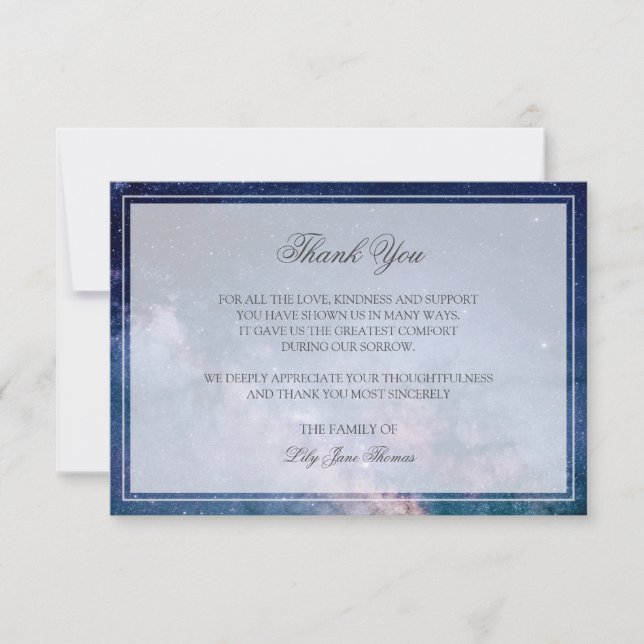 Starry Night Funeral Tack | Memorandumkort (Framsida)