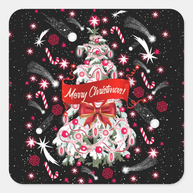 Starry Night Fyrkantigt Klistermärke (Framsida)