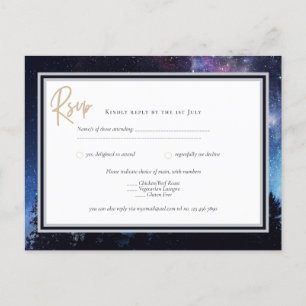 Starry Night Galaxy Bröllop OSA Navy Guld Postcar Vykort