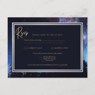 Starry Night Galaxy Bröllop OSA Navy Guld Vykort