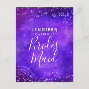 Starry Night Galaxy, kommer du att bli min Bridesm Inbjudningar