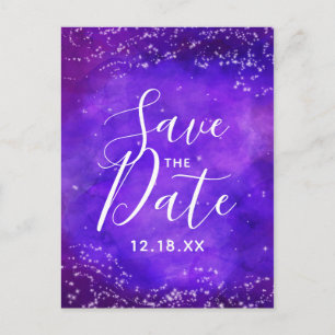 Starry Night Galaxy Watercolor Spara datumet Meddelande Vykort