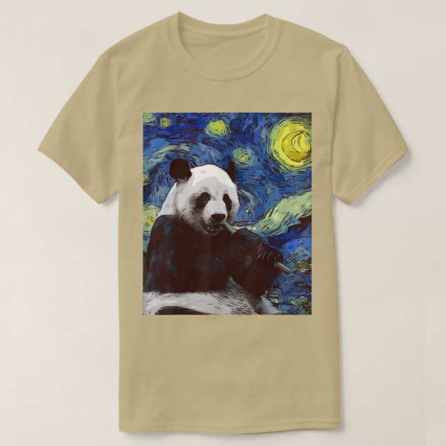 Starry Night Giant Panda Cute Panda Älskare T Shirt (Design framsida)