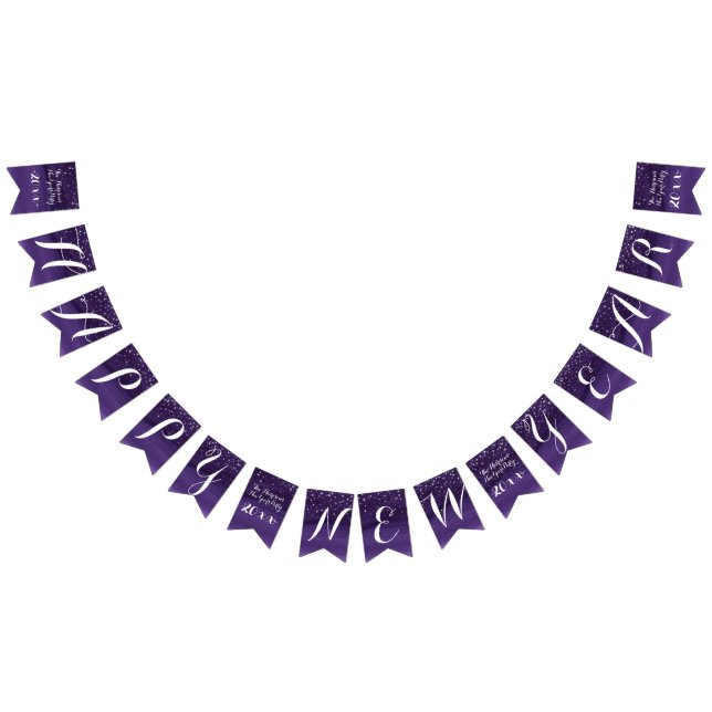 Starry night Gott nytt år mörk lila blue Vimplar (Alla)