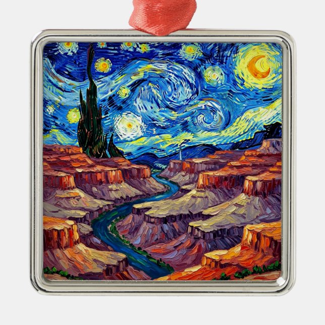Starry Night Grand Canyon Arizona Julgransprydnad Metall (Framsidan)