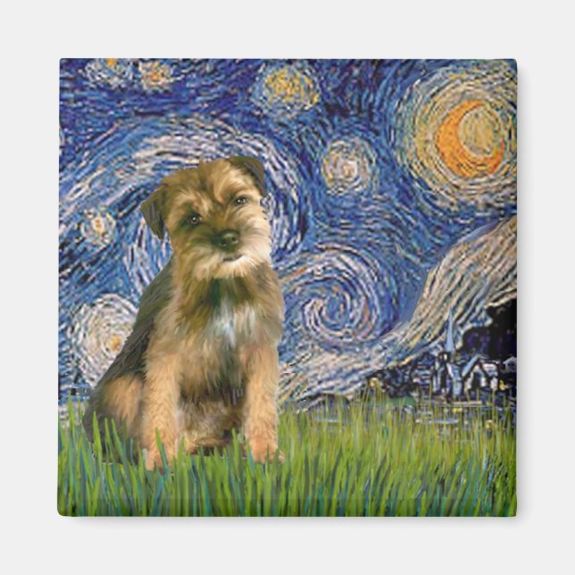 Starry Night - Gräns Terrier #1 Magnet (Framsidan)