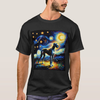 Starry Night Great dane Hund Van Gogh Älskare T Shirt