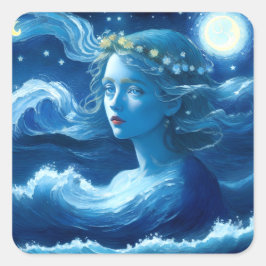Starry Night 🌌 - Grekiska Goddess Fantasy Sticker Fyrkantigt Klistermärke