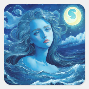 Starry Night 🌌 - Grekiska Goddess Fantasy Sticker Fyrkantigt Klistermärke