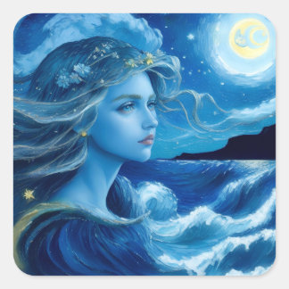 Starry Night 🌌 - Grekiska Goddess Fantasy Sticker Fyrkantigt Klistermärke