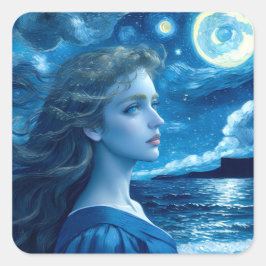 Starry Night 🌌 - Grekiska Goddess Magic Stickers  Fyrkantigt Klistermärke